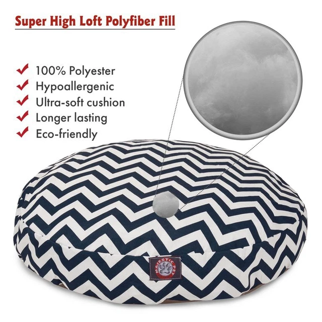Chevron Round Pet Bed For Dogs Pet Supplies , Removable Cover, Navy Blue, Small 3
