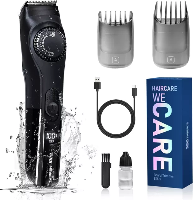 SUPRENT Adjustable Beard Trimmer for Men, Cordless Electric Facial Trimmers with