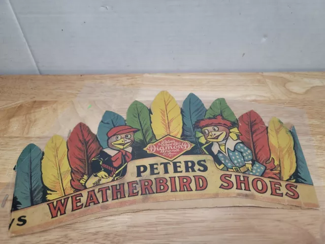 Antique rare Peters Weather Bird advertising Shoes Indian Head Dress