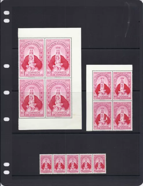 Venezuela 1952-3 Madonna Et Enfant (Sc 641-3) Excellent État Blocs Lire Desc