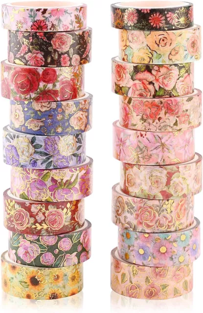 18 Rolls Washi Tape Set Flower Multi-Pattern Decorative Masking Tape Aesthetic