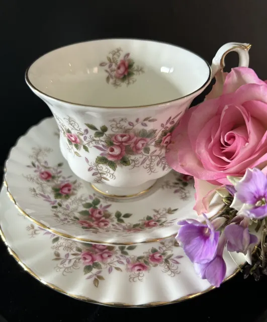 Royal Albert Vintage Lavender Rose China Trio Cup Saucer Plate Pink Floral 1961