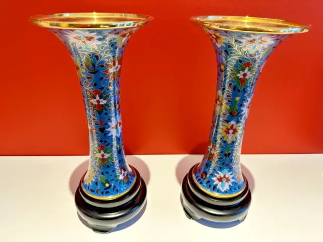Cloisonne Vasen - Emaille, China - 23 cm hoch mit Zertifikat