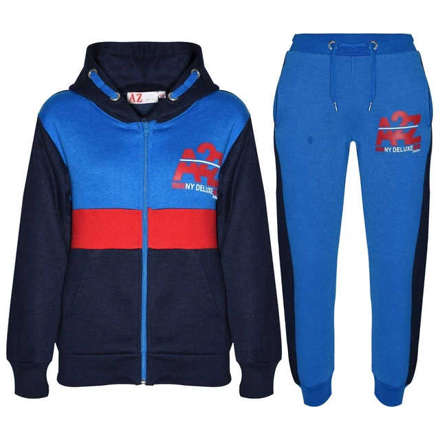 Bambine Tuta da Jogging Navy di Design Tuta Top con Zip Fondo 5-13 Anni