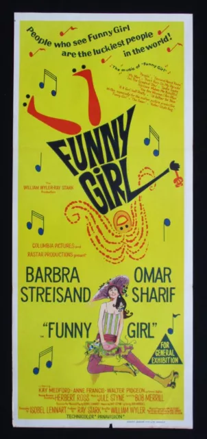 FUNNY GIRL 1969 Original Australian daybill movie poster Barbra Streisand Sharif