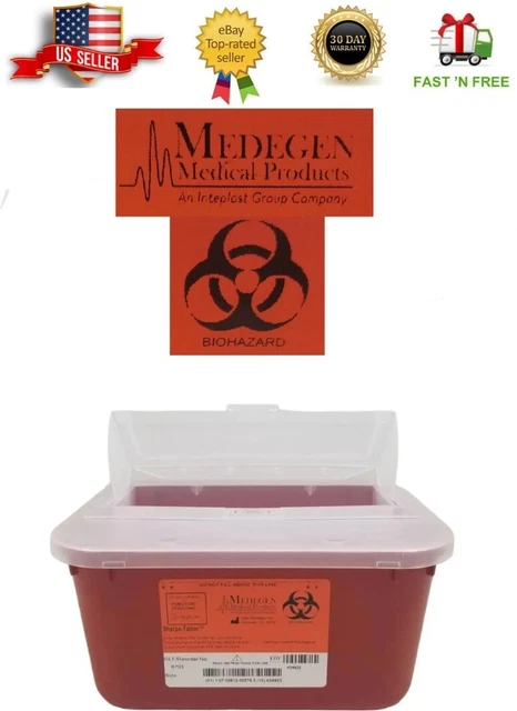 Medegen SHARPS BIOHAZARD Stackable Collection Sharps Container 1 Gallon #8703