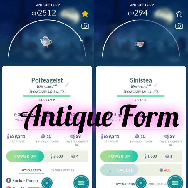 Pokémon GO - Sinistea Shiny Forma Antica - Mini PT C 80k - Consegna Rapida