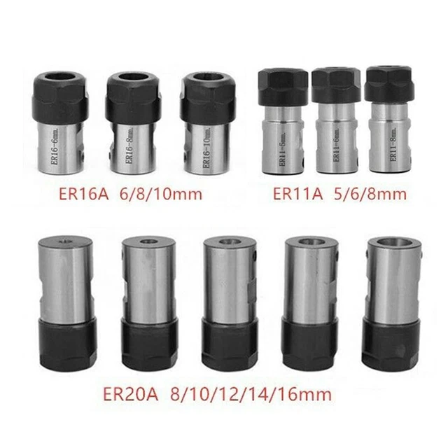 5-16mm Chuck Collet Extension Rod ER11 ER16 ER20A Toolholder Silver & Black