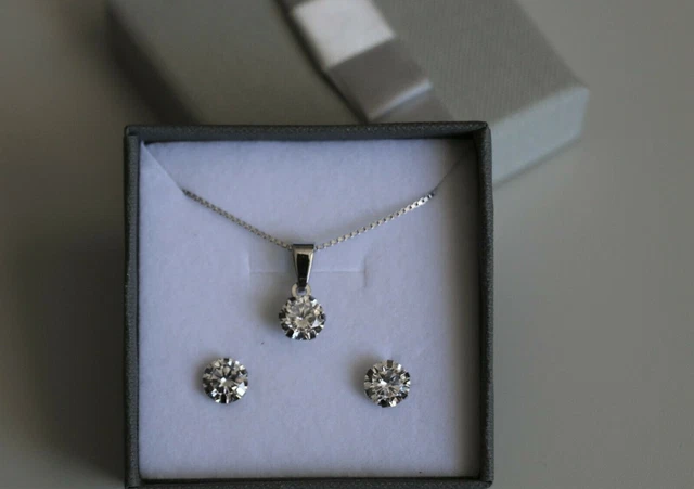 Parure in argento sterling 925 blu/peridoto/trasparente con orecchini con...