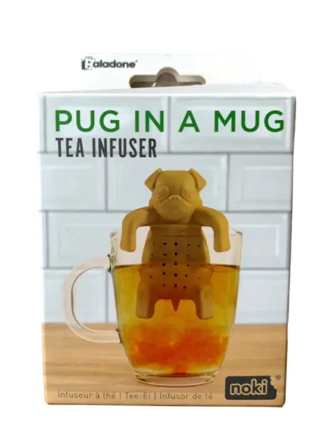 Pug in a Mug beige silicone Tea Infuser kitchen gadget ￼NEW