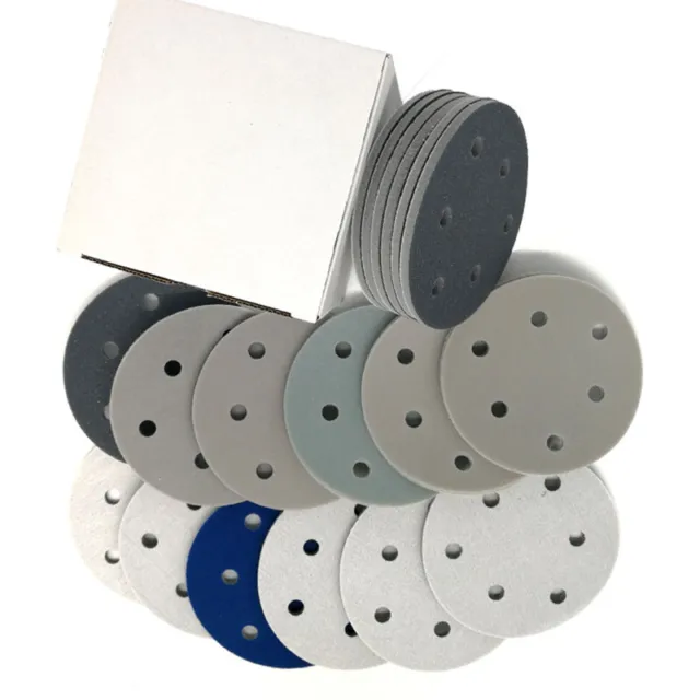 Wet & Dry 125mm 5inch Sanding Discs 300 - 3000 Grit 6 Hole Sponge sandpaper