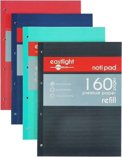 Almohadilla de recarga lateral Eastlight Notipad A4 160 páginas, 80gsm, surtido, paquete de 4