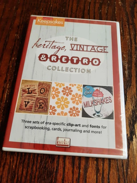 Nuevo software de arte clip de fuentes vintage colección retro de creación de recuerdos patrimonio