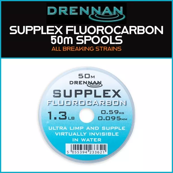 DRENNAN SUPPLEX FLUOROCARBON 50m SPOOLS | NEW - ALL BREAKING STRAINS