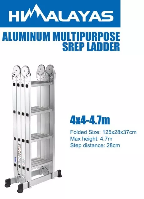 New Multi purpose Aluminium Alloy Folding Ladder Step Extension Scaffold 4.7M