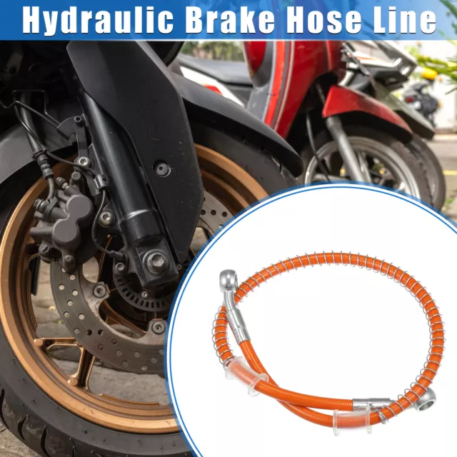 Motorcycle 60cm 23.62" 10mm 0.39" Hydraulic Brake Hose Line Pipeline Orange