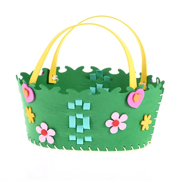 Juego de 3 accesorios de juguete de costura de fieltro para niños hágalo usted mismo cesta de flores EVA