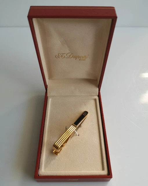 Pince à Cravate S.T. Dupont Paris Plaqué Or - Occasion Comme Neuve, Avec Boîte D'origine