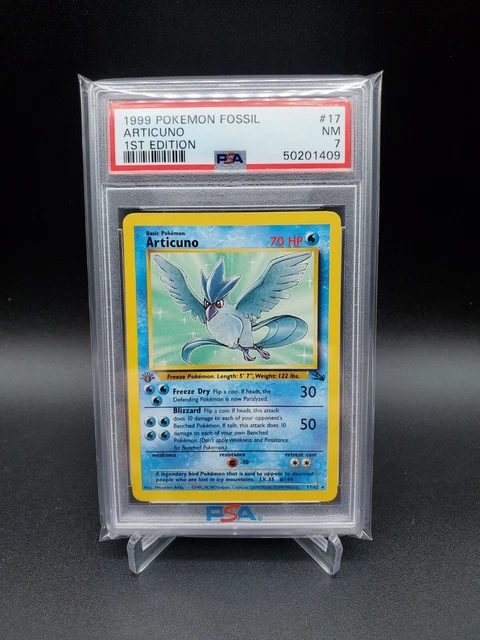 Articuno 1st Edition Fossil Set 1999 Pokemon Card WOTC 17/62 PSA 7 NEAR MINT