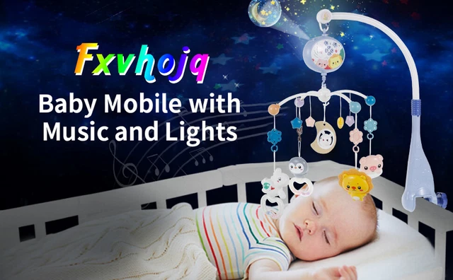 Baby Musical Crib Mobile with Projector and Night Light Hanging Rotating JuKEu