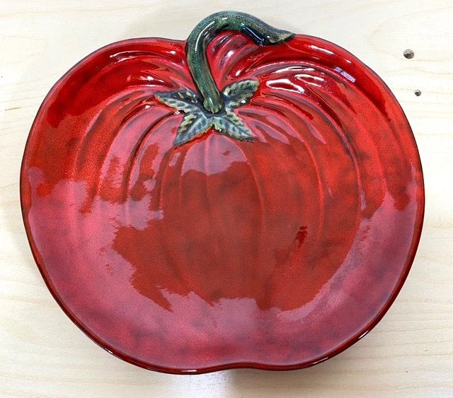 Vintage Majolica Red Ceramic Tomato Plate Made in Italy PV