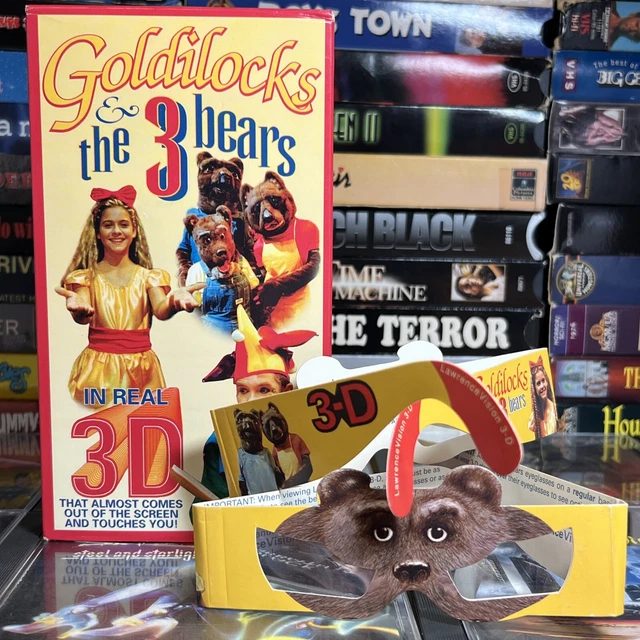 GOLDILOCKS AND THE Three Bears in 3-D 1993 VHS Tested w/ 2 Pairs of ...