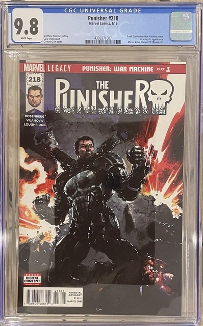 Punisher #218 Cgc 9.8 White Pages Marvel Comics 2018 War Machine Armor