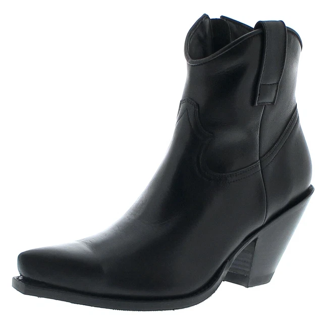 Bottes Sendra Santiags Tout Cuir Noir - Taille 37 FR / 6.5 US - Vintage, TBE