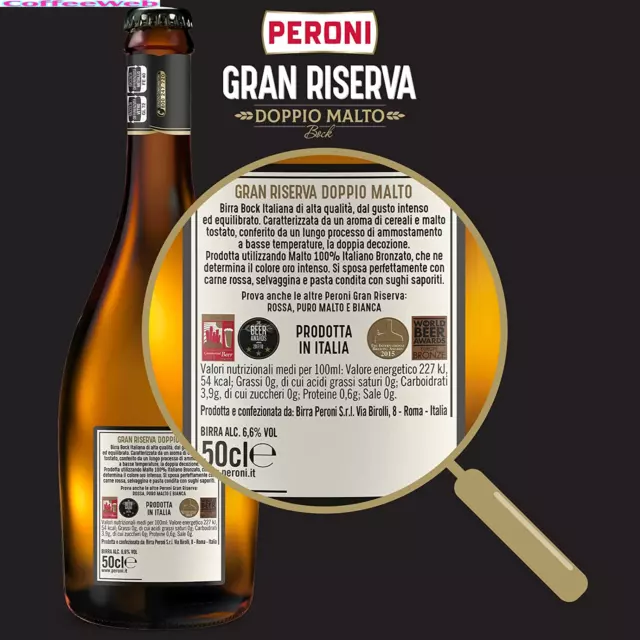 Peroni Birra Gran Riserva Doppio Malto, Cassa Birra Con 12 Birre in Bottiglia Da 3