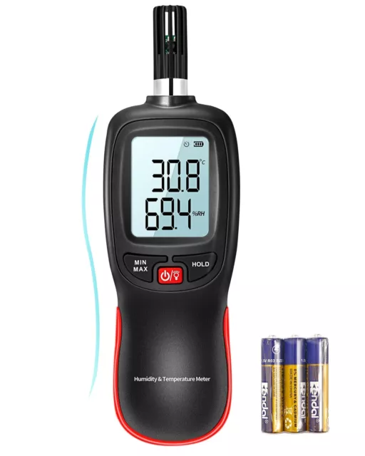 Digital Psychrometer HVAC - Hygrometer & Dew Point Meter - Batteries Included