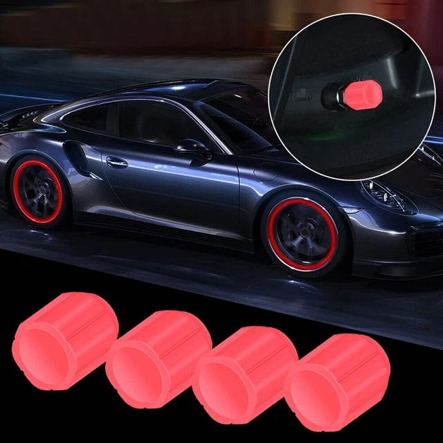 4 Tappi Per Valvole Pneumatici Universali In Alluminio Rosso Con Chiave - 13x9mm, Adatti Per Auto, Moto, Bici - 5