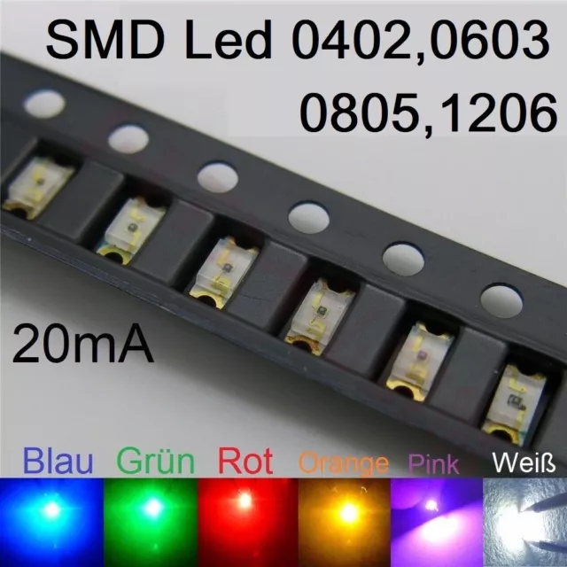 SMD LED 0402 0603 0805 1206 Superhelle LEDs verschiedene Farben Leuchtdioden SMT