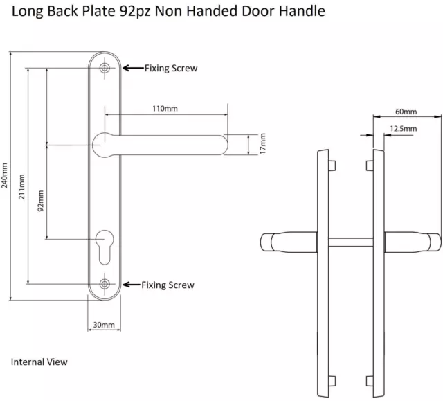 White uPVC Door Handle 92PZ Sprung Double Glazing Pair Set Patio PVC Lever 240mm