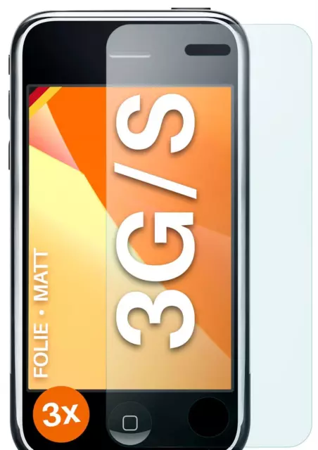 3x Schutzfolie Matt für Apple iPhone 3GS / 3G Displayschutz 4H Dünn Anti Reflex