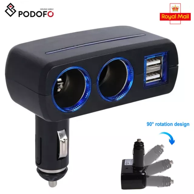 2 Way Car Cigarette Lighter Socket Splitter Multi Charger Power Adapter Dual USB