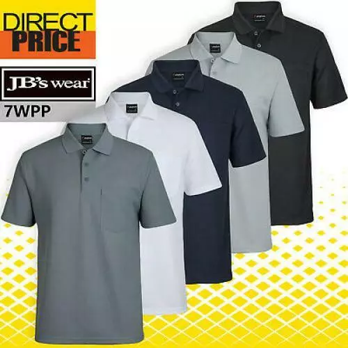 JB's wear Mens PODIUM WAFFLE POCKET POLO Shirt, Plain Colour, 7WPP