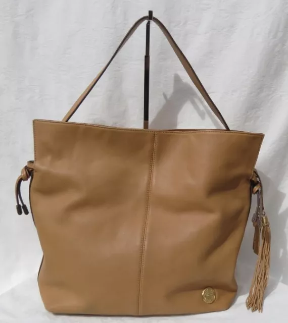 $248 VINCE CAMUTO Tan Soft! Leather Large Purse Shoulder Bag Tassel VC-LINNY-HO