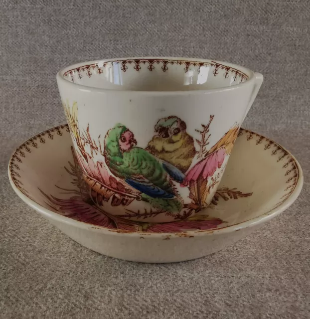 Magnifique Tasse En Faience De Lunéville Modèle " Perruche " (5/6)