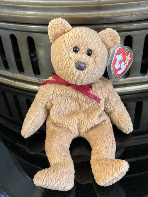 BNWT Tagged Retired Ty Beanie Baby Plush Curly the Bear Indonesia NEW