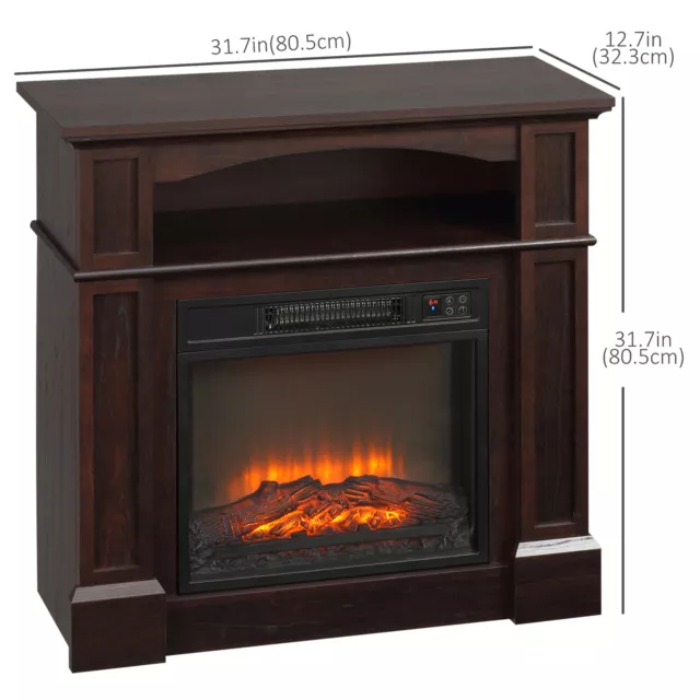 Electric Fireplace Heater with Wood Mantel, Firebox with Fireplace Insert Brown 2