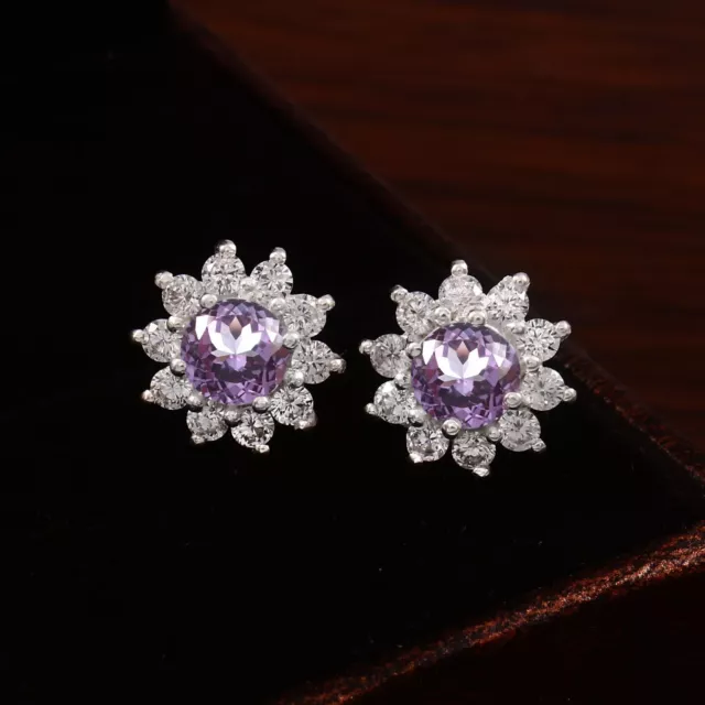Natural Color Changing Alexandrite 925 Sterling Silver Gemstone Earrings Gifts
