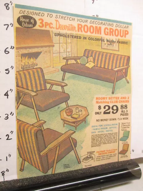 newspaper ad 1966 House of Orleans room group chair SETTEE SOFA furniture set