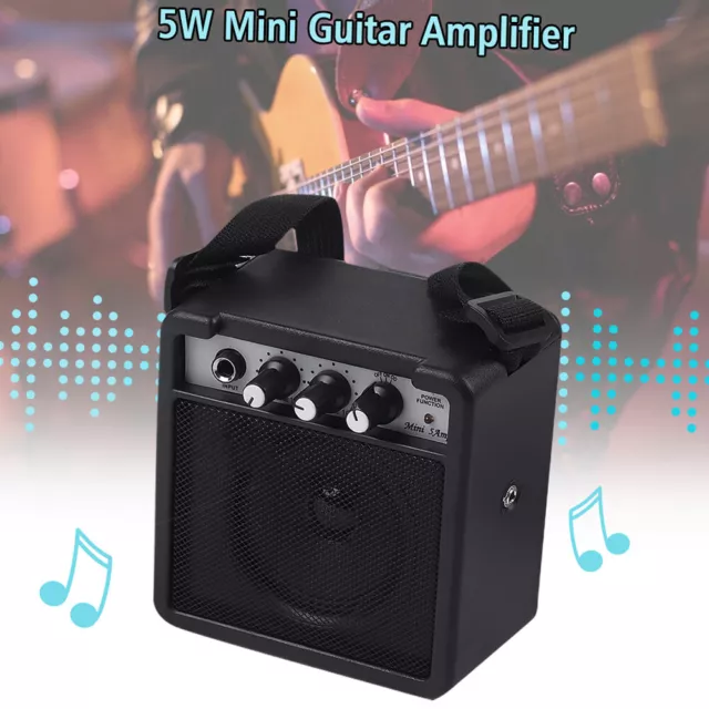 5W Mini Guitar Amplifier Amp Speaker With 3.5mm Inputs Overdrive H5I1