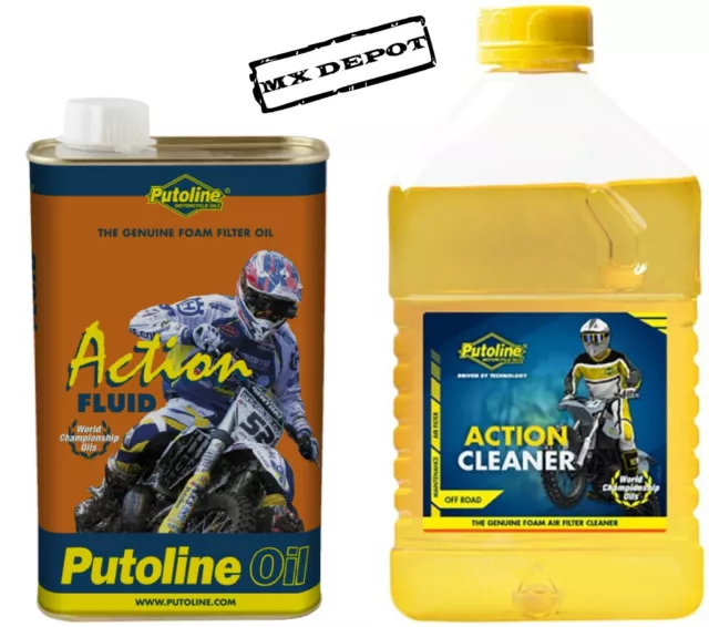 Putoline Action Fluid Motocross Foam Air Filter Service  Oil 1L  +  Cleaner 2L
