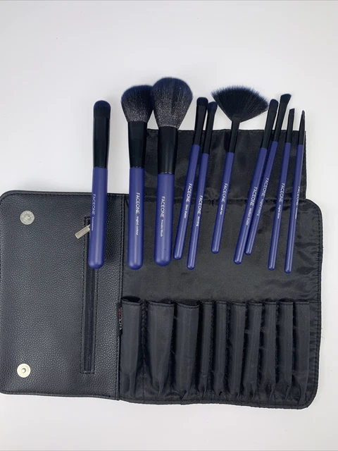 Juego de cepillos de 10 piezas Face One Cosmetics con bolsa de transporte nuevo