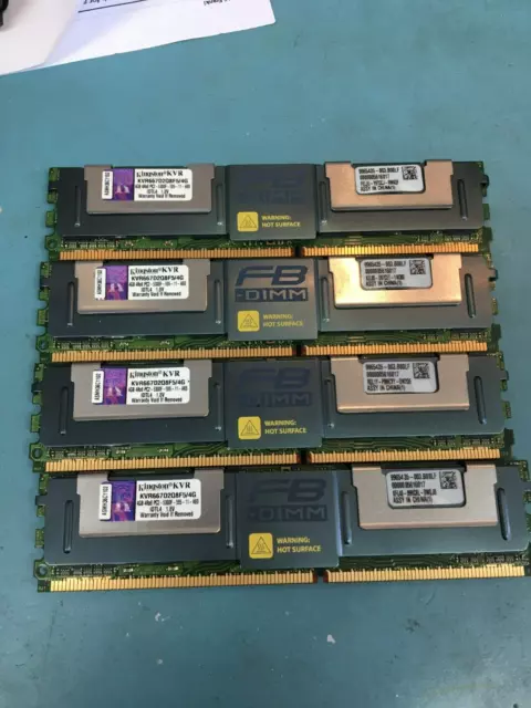 Lot of 4 Kingston KVR667D2D4F54G 16GB (4x4GB) DDR2 ECC PC2-5300 Server Ram