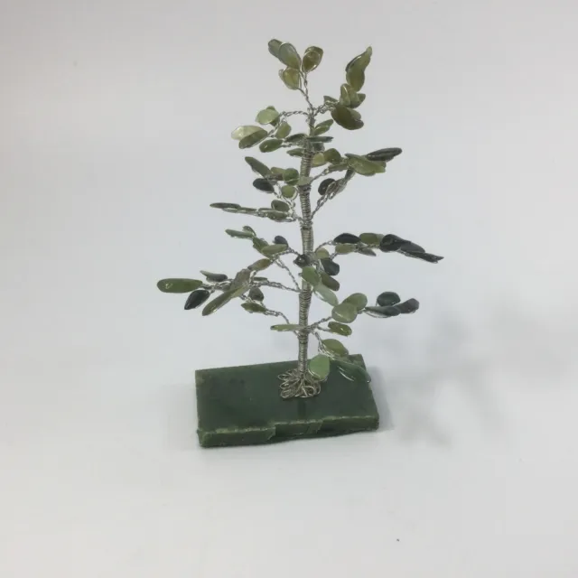 Handmade Vintage Wire and Jade Topiary Tree  5"H