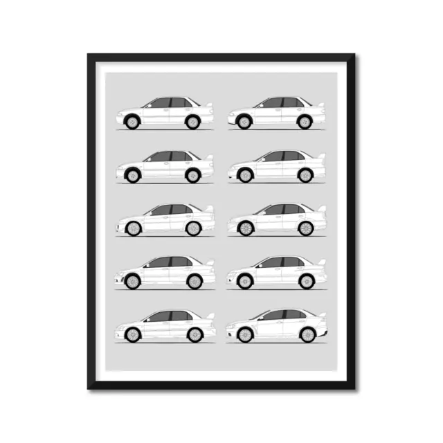 Mitsubishi Lancer Evolution Inspired Poster Print Generations History Evolution