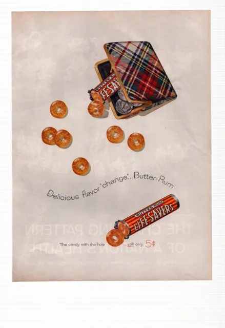 Vintage Print Ad 1953 Lifesavers Life Savers Butter Rum Candy Antique