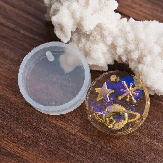 Silikon Gießform 2er Set runde Anhänger Kreis Resin Epoxid Harz, Silikonform DIY